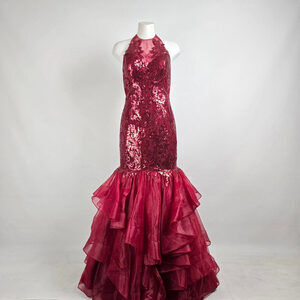 Rachel Allan Marsala Mermaid Eventwear Gown Size 12 Style 6582